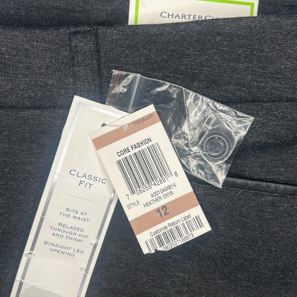 Charter Club Women’s Classic Straight Leg Pants - Heather Onyx Gray - Size 12 - Picture 3 of 14